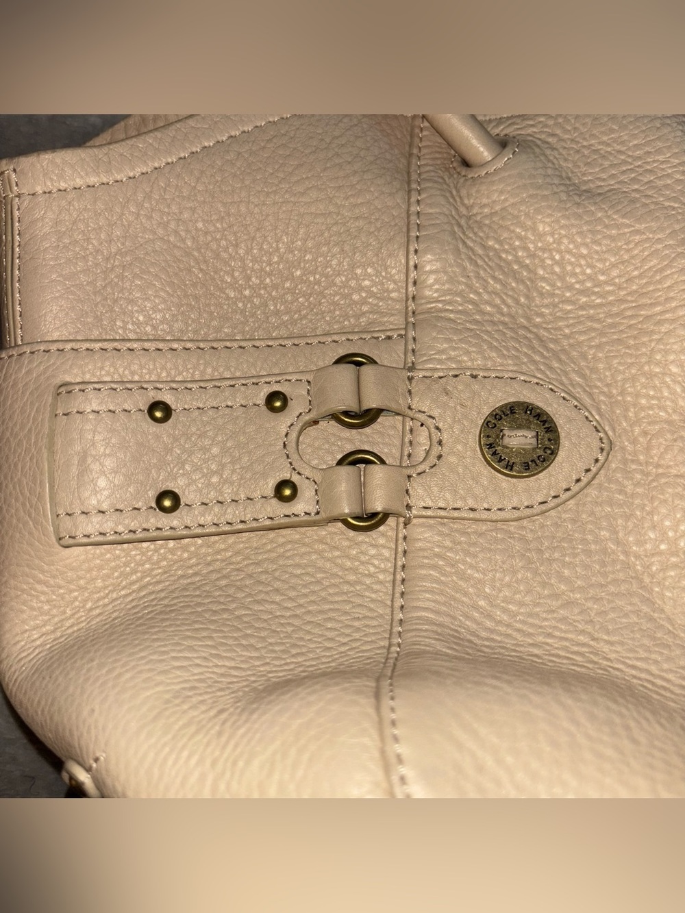 Cole Haan Village Pebbled Leather Slouch Tote Shoulder Bag Ivory Cream - Picture 5 of 11